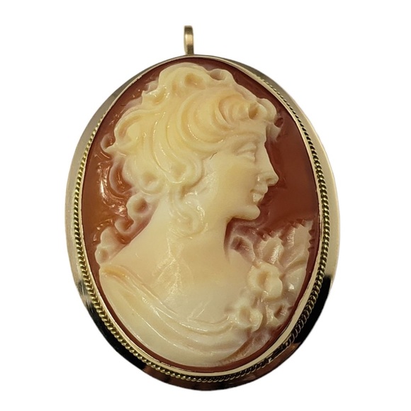 Vintage 14 Karat Yellow Gold Cameo Brooch/Pendant #13214 - Picture 1 of 6